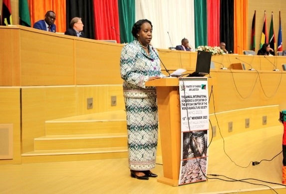 Her Excellency Ms. Chileshe Mpundu Kapwepwe (Secretary General – COMESA), giving an opening speech