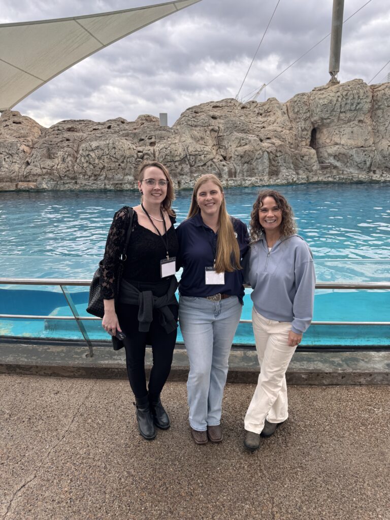 Caitlyn Czajkowski (NAA), Amanda Saha (TAA Board Member), Jackie Zimmerman (Merck Animal Health) at TX State Aquarium.