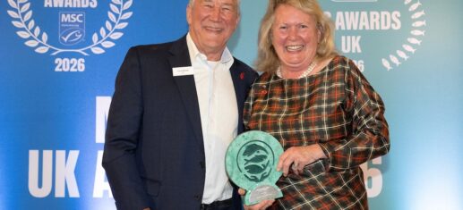 Chris Ninnes, ASC CEO, and Su Cox with the ASC Lifetime Achievement Award at the 2026 MSC and ASC UK Awards.