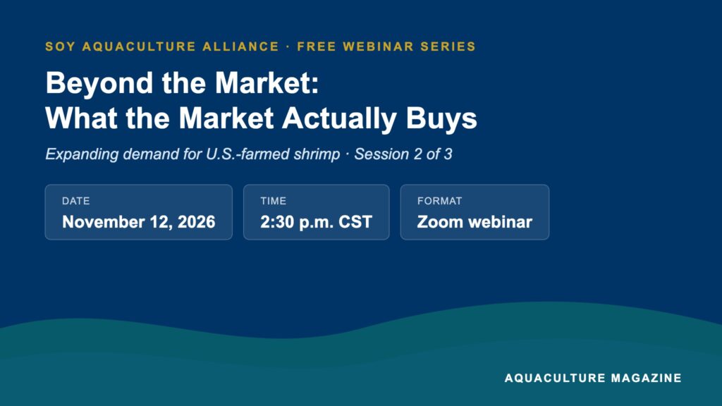 Soy Aquaculture Alliance webinar on November 12 to examine what the seafood market actually buys